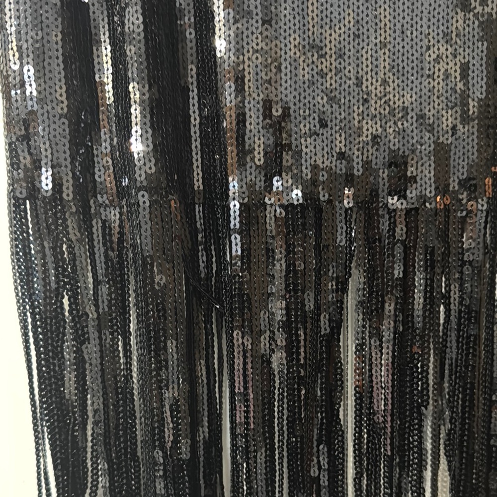 Elegant Black Sequin Fringe Skirt - Picture 3 of 5